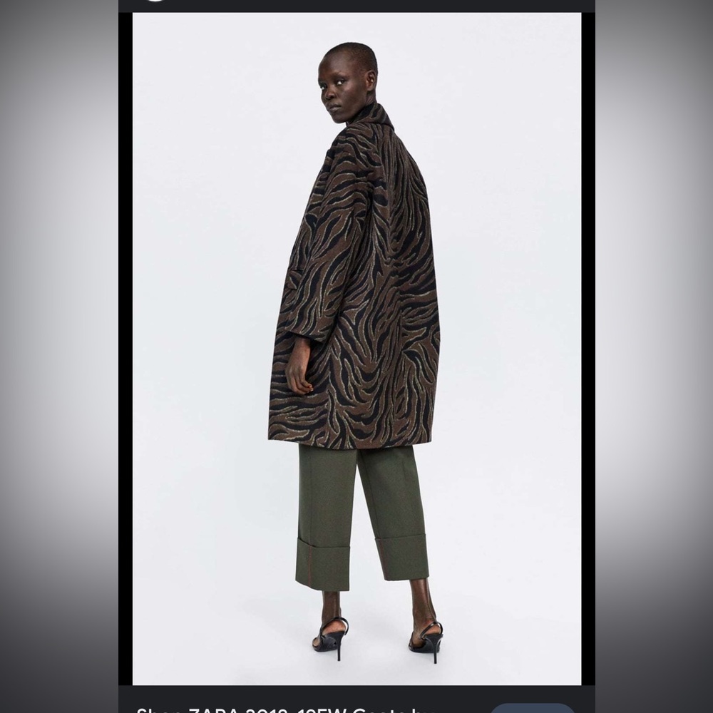𝐙𝐀𝐑𝐀 Zebra Print  Coat Brown Black XS - Picture 11 of 16
